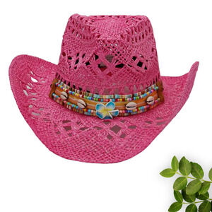 New‎ Without Tags Tribal Band Tycoon Crown Crochet Hollow Straw Cowboy Hat